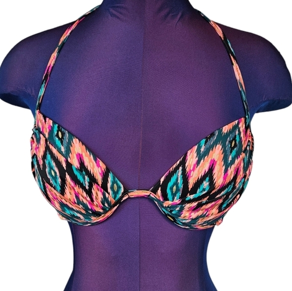 Shade & Shore‎ Colorful Aztec Underwire Bikini Top Size 34B Women's Swimwear D13 - Picture 1 of 9